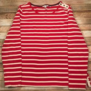 Boden long sleeve striped top - beaded shoulder